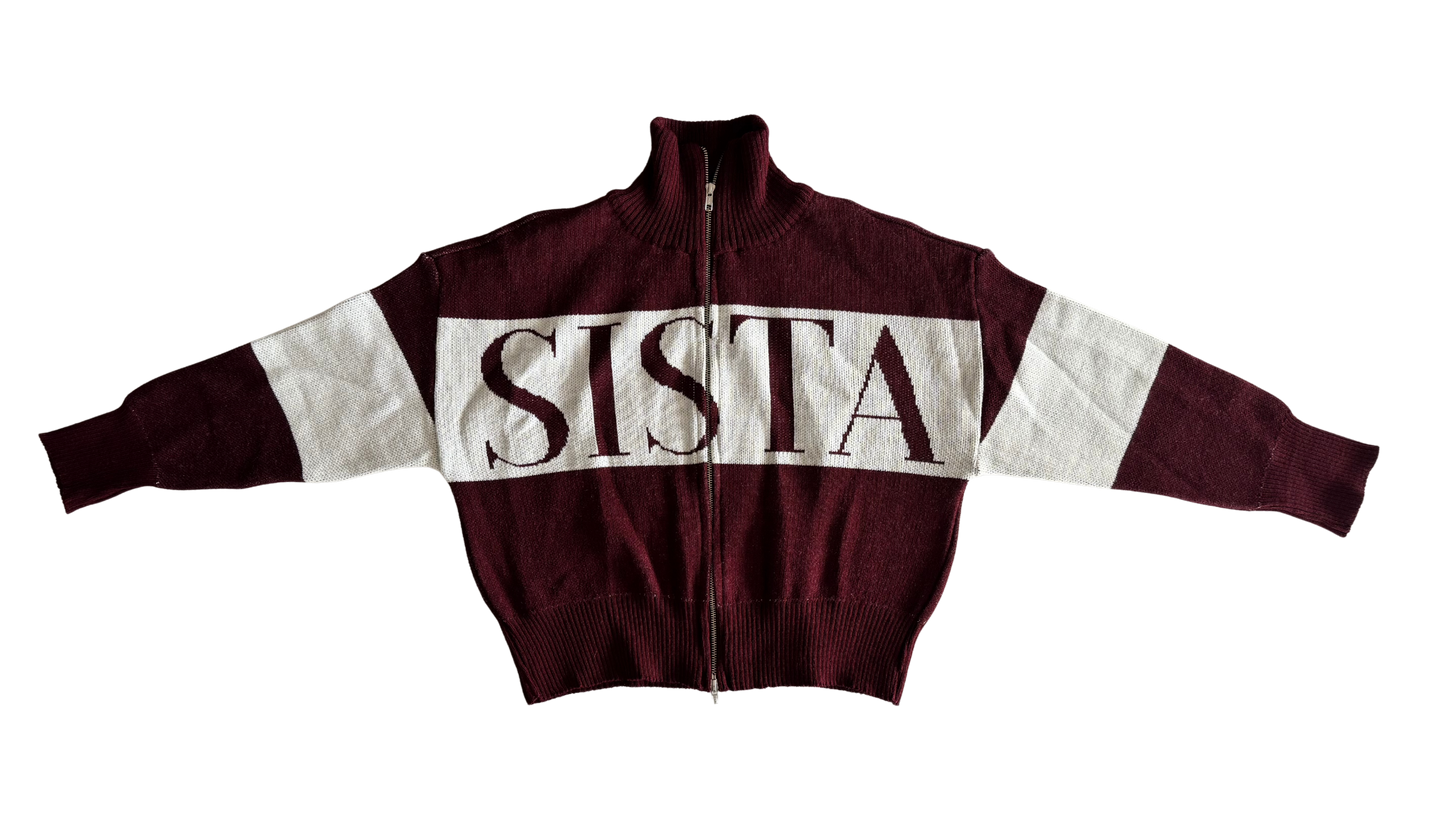 Sweater Sista Doble Zipper Burgundy