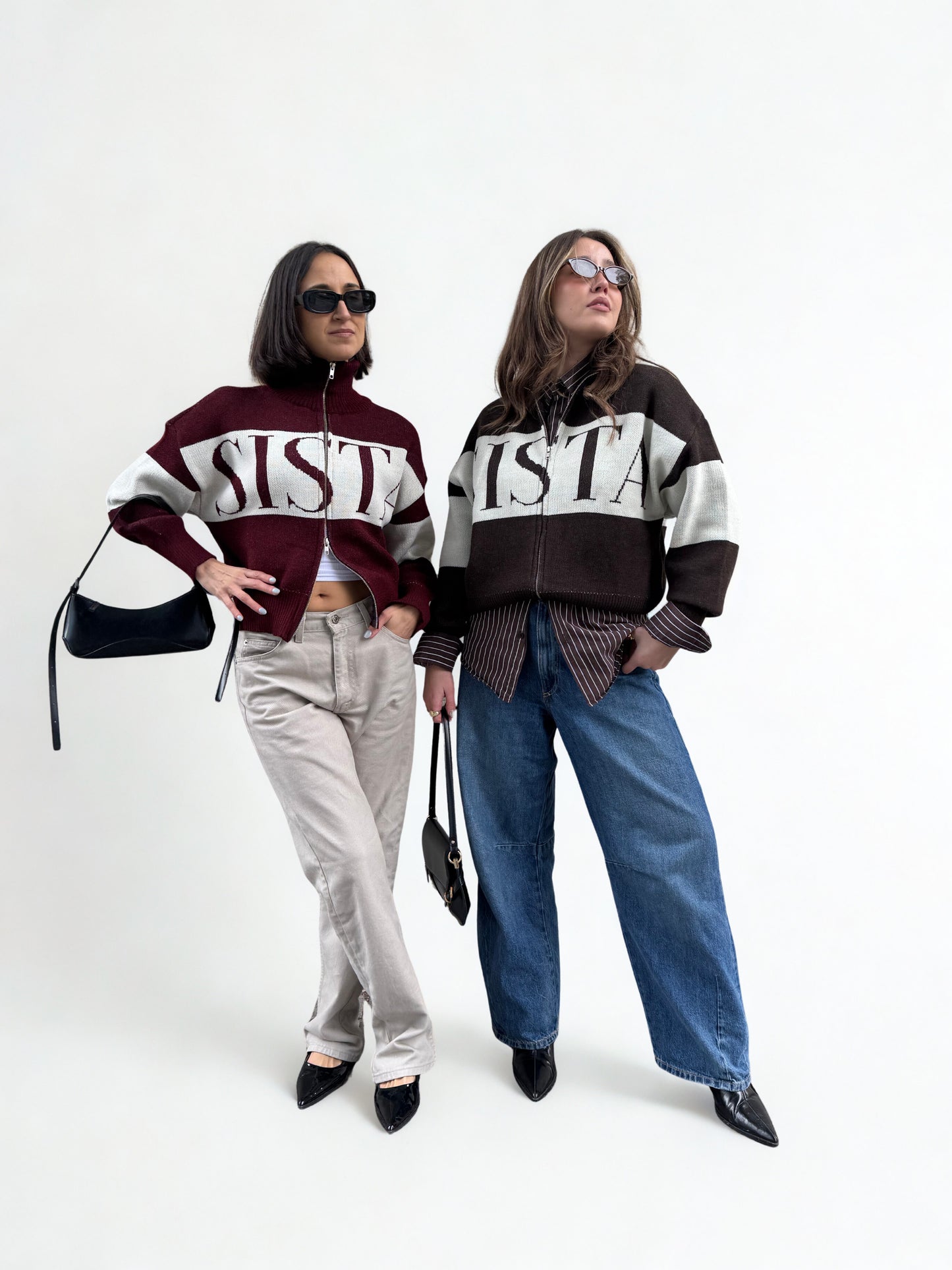 Sweater Sista Doble Zipper Café