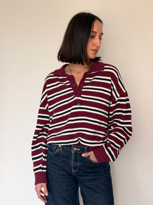Sweater Sista Stripes Burgundy