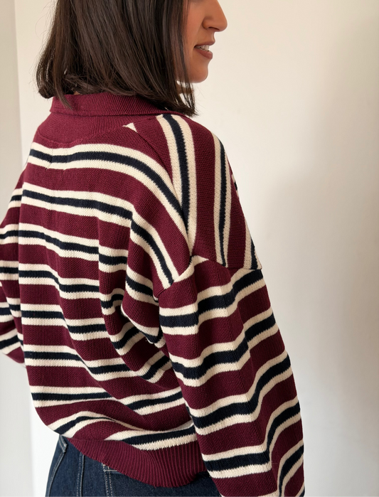 Sweater Sista Stripes Burgundy