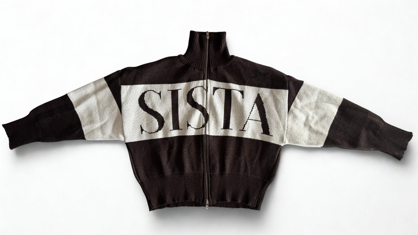 Sweater Sista Doble Zipper Café